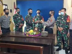 Para Danramil Wonogiri Peduli Memberikan Kado Tumpeng Kenduri