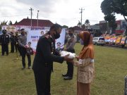 Puncak HUT ke-74 Bhayangkara, Polres Wonosobo Ikut Upacara Virtual dan Bagi Beras