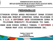 Keluarga Pegawai Meninggal Karena Covid-19, Kantor Disduk Capil Magelang Ditutup