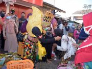 Berpakaian Wayang Orang, Bupati Temanggung Pimpin Sosialisasi Protokol Kesehatan