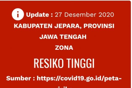 Portal Resmi Satgas Covid-19 Jepara Telah Diganti Zona Merah