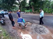 Peduli Keselamatan Pengendara, Rutan Batang Tutup Jalan Berlubang