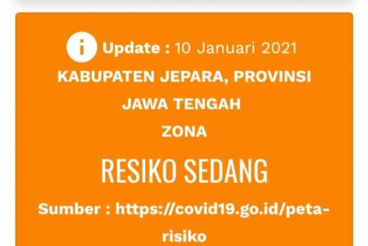 Ini Faktanya: Jepara Zona Merah, Portal Satgas Covid-19 Masih Oranye