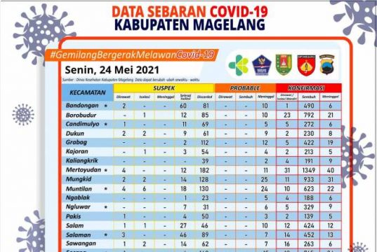 Covid-19 di Kabupaten Magelang, Warga Terkonfirmasi 203 Orang