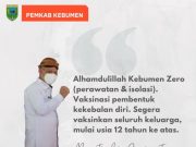 Positif Covid-19 di Kebumen Nihil, Warga Diimbau Segera Vaksin