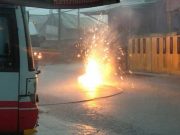 Disambar Petir, Jaringan Kabel PLN Terbakar di Tengah Jalan