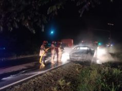 Mobil Sedan Milik Warga Purwokerto Terbakar di JLSS