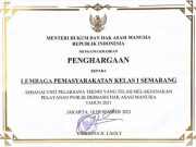 Lapas Semarang Raih Penghargaan Layanan Terbaik Berbasis HAM