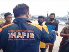 Tim Inafis Polda Jateng Tiba di Lokasi Kebakaran 16 Kapal di Tegal