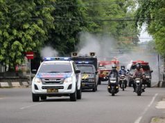 Polres dan PMI Kebumen Semprot Disinfektan Jalan Perkotaan