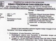 Ini Pedoman Pembelajaran Siswa di Wonogiri Selama Bulan Ramadan 1443 H