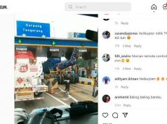 Truk Muat Heli Nyaris Nyangkut di Gerbang Tol, Viral di Instagram