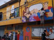 28 Perupa Melukis Bersama di Dinding Tembok Toko Buku mural dan graffiti