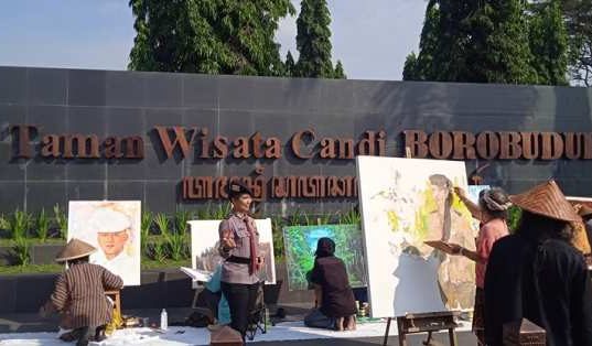 Ini Yang Dilakukan Seniman Borobudur, Untuk Menyambut HUT Ke-76 Bhayangkara seniman Borobudur