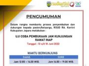 Mulai Besok Pasien Opname di RSU RA Kartini Boleh Dikunjungi