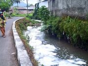 Sungai Gandekan Tercemar Limbah Pabrik, Keluarkan Buih Putih Sungai Gandekan