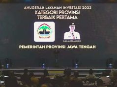 Pemprov Jateng Terbaik dalam Anugerah Layanan Investasi 2022