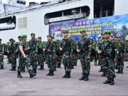 Prajurit Satgas Pamtas RI-PNG Yonif 410/Alugoro Disambut Kasdam di Tanjung Mas Semarang