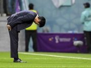 Momen Haru Para Pemain dan Pelatih Timnas Jepang Membungkukkan Badan, Apa Maknanya? Pelatih Timnas Jepang Hajime Moriyasu membungkukkan badan ke arah penonton setelah tim asuhannya takluk oleh Kroasia, Senin (5/12/2022). Foto: Japan Times.
