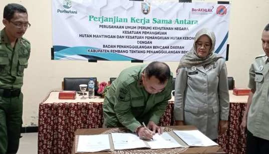 Perhutani Mantingan dan Kebonharjo Kerjasama dengan BPBD Rembang Tanggulangi Bencana Alam