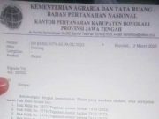 Hindari Hal Tak Diinginkan Kakek Rindo Blokir Sertifikat Tanah Hak Miliknya di BPN Boyolali