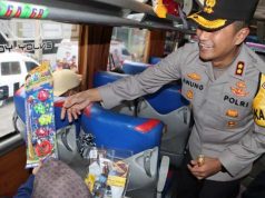 Kapolres Lepas Enam Bus Penumpang Balik Ke Jakarta, Anak-Anak Diberi Mainan Gratis