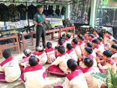Puluhan SD-IT Melakukan Outing Class ke Koramil-22 Slogohimo Wonogiri