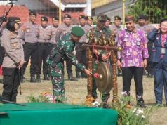 TMMD Sengkuyung Tahap I-2023 Ditutup, Bangun Talud Pembatas Makam di Kampung Nambangan