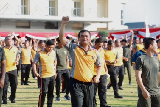 Jelang HUT Bhayangkara Ke-77, Polda Jateng Gelar Olahraga Bersama