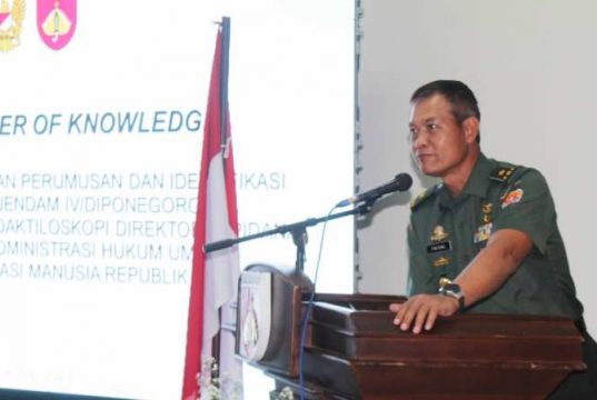Sosialisasi Transfer Of Knowledge Daktiloskopi di Ajendam IV/Diponegoro Dibuka Oleh Dirajenad