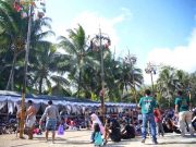Sorak Sorai Mewarnai Lomba Panjat Pinang di Pacitan