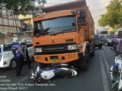 Tabrak Motor Petugas Dishub Kudus, Truk Dam Ini Malah Kabur. Kok Bisa?