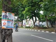 Duh Makin Gila-Gilaan, Flyer Caleg dan Parpol Kepung Semarang Ditancap di Pepohonan