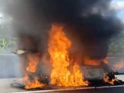 Mobil Grand Livina Hangus Terbakar di Tol Semarang-Solo, Begini Kondisi Pengemudi