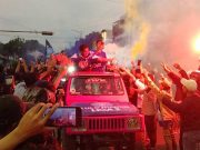 Ribuan Suporter Gelar Pesta Penyambutan Skuad Persiku ke Kudus