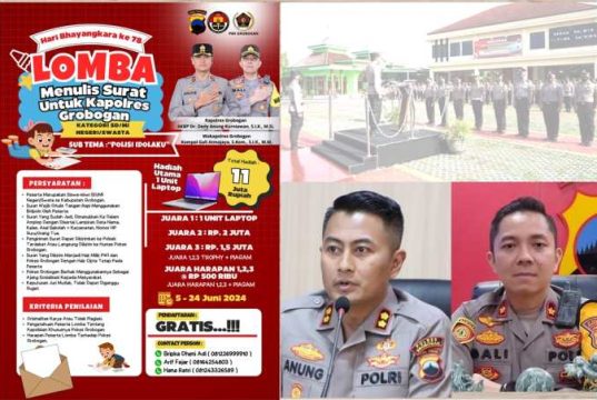 Sambut Hari Bhayangkara, PWI dan Polres Grobogan Gelar Lomba Menulis Surat untuk Kapolres