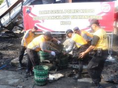 Aparat TNI-Polri Bantu Pembersihan Puing Kebakaran Pasar Babe Kudus