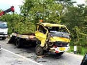 Dua Truk Bertabrakan, 3 Orang Luka dan Arus Lalin Macet
