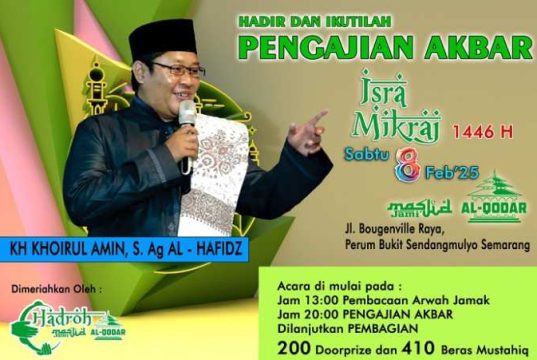 Peringati Isra Mikraj, Masjid Jami’ Alqodar Sendangmulyo Gelar Pengajian Akbar