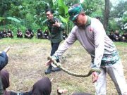 Pramuka Saka Wira Kartika Dilatih Cara Aman Menangkap Ular