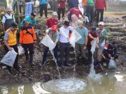 Bupati Kudus Bareng Warga Ngembalrejo Bersihkan Sungai Nolo dan Tebar Benih Ikan Nila