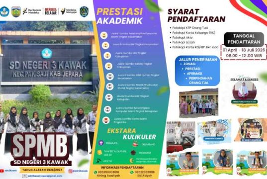Pendaftaran Siswa Baru Dibuka, SD Negeri 3 Kawak Siapkan Program Unggulan Berbasis Pembentukan Karakter