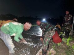 Kejar Target TMMD, Satgas Rela Lembur hingga Malam Rampungkan Pengecoran Jalan