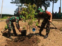 Dansatgas Tanam Durian di Lokasi Sumur Bor: Manfaat TMMD Terus Tumbuh