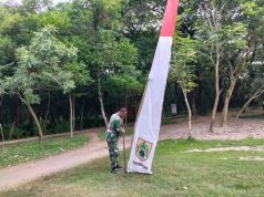 Jelang Penutupan TMMD, Umbul-Umbul Berkibar di Lapangan Mbah Balak