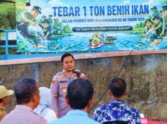 Menyambut Hari Bhayangkara, Menebar 1 Ton Benih Ikan di Waduk Gajah Mungkur