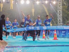 Ikuti Lari Rupiah Borobudur Playon, Ahmad Luthfi Kembali Dorong Kursi Roda Anaknya Sampai Finis