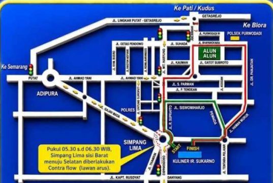 Ada Bhayangkara Run 2026 Polres Grobogan, Ini Skema Rekayasa Lalu Lintas di Kota Purwodadi Besok Pagi